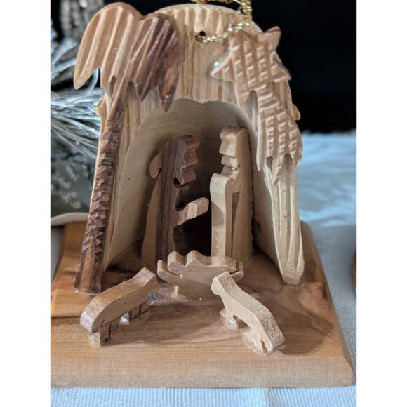 Hand Carved Olive Wood Nativity Scene Bethlehem Mini Figurine Set Lot Christmas - Picture 2 of 10